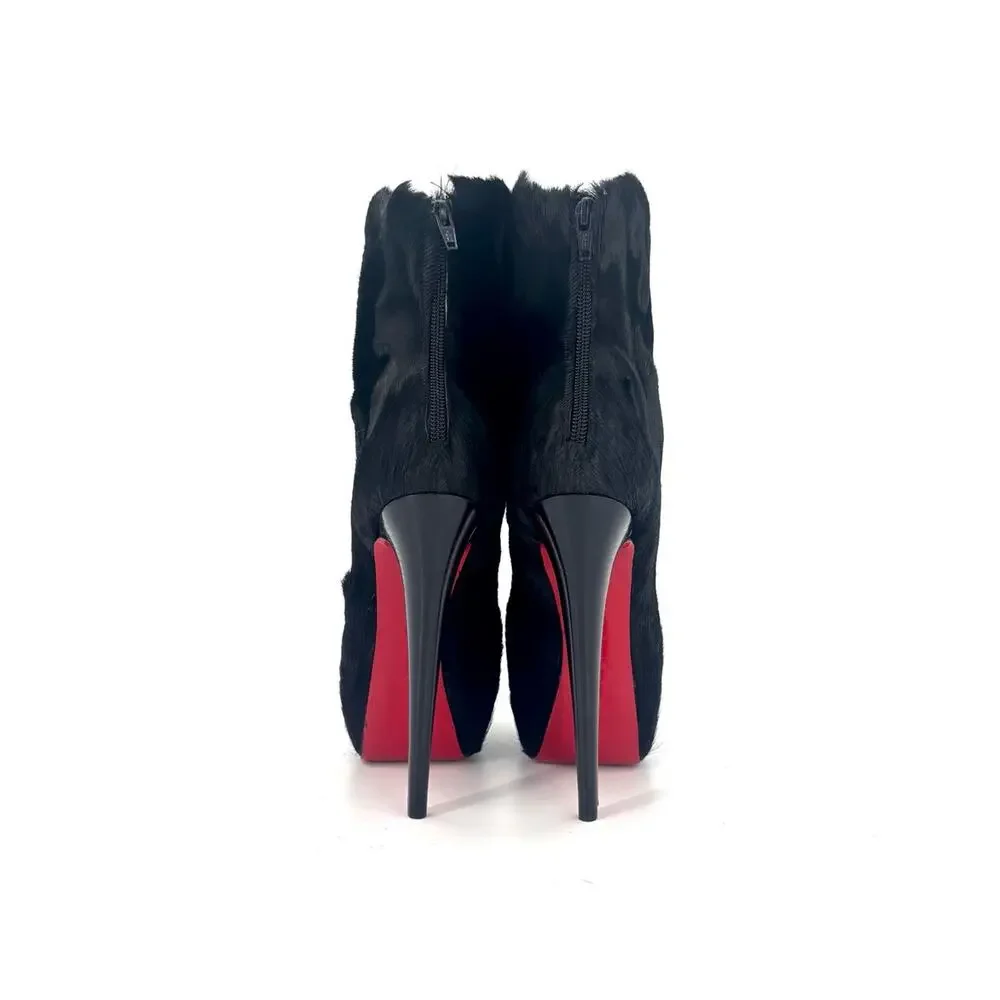 Christian Louboutin A/W 2011 Puck Booty Springbok Fur Platform Ankle Boots 36